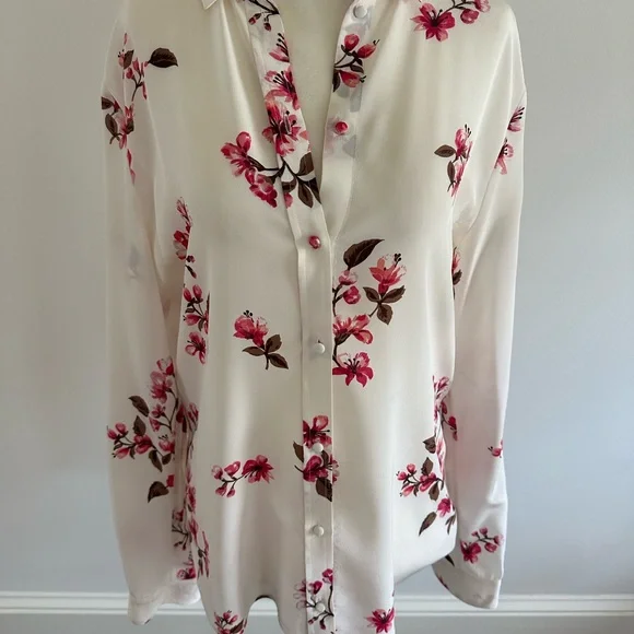 Sezane Floral Blouse in White and Pink - Picture 2 of 4